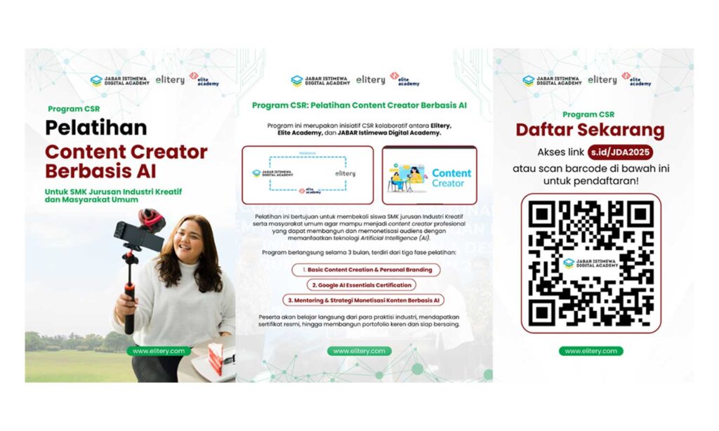 Siapkan 100.000 Talenta Digital, Elitery & Jabar Istimewa Digital Academy Gelar Pelatihan Content Creator AI